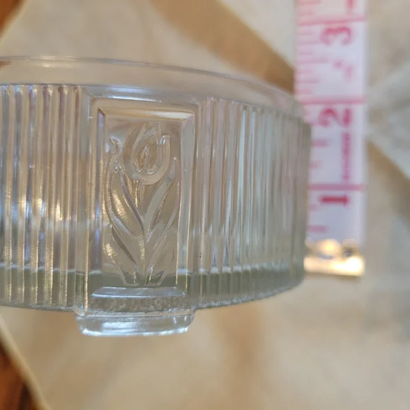 Art Deco Powder Jar Vintage Dresser Jar Trinket Dish Floral Tulip ~ Pretty! - Picture 16 of 16